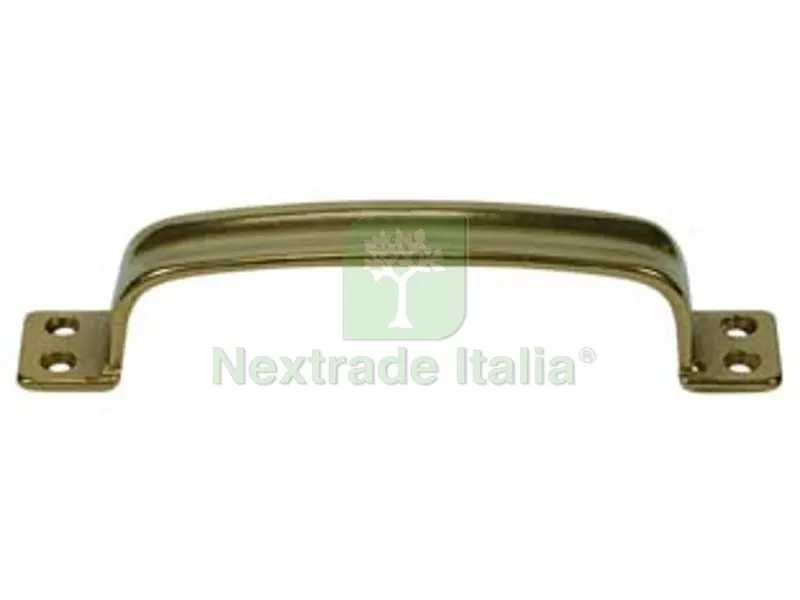 5PZ Manettoncino Scanalato in Ottone Lucido - mm.140x25h. - interfori mm.130 — Maniglie e pomelli — rif. FERX.FER100175
