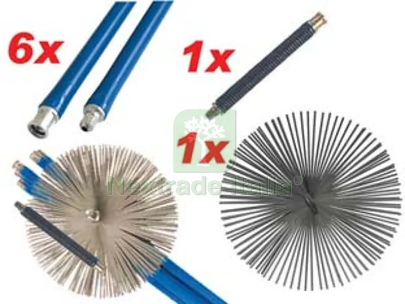 Kit Spazzacamino con Snodo a Molla - 6 aste cm.140 + 1 scovolo cm.25 + 1 molla cm.25 — Stufe e camini — rif. FERX.FER100892 Kit Spazzacamino con Snodo a Molla - 6 aste cm.140 + 1 scovolo cm.25 + 1 molla cm.25 — Stufe e camini — rif. FERX.FER100892