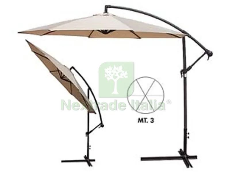 Ombrellone Tondo Decentrato in Metallo con Manovella - ? cm.300 palo ? mm.48 a 6 stecche colore beige — Tempo libero outdoor — rif. FERX.FER102704 Ombrellone Tondo Decentrato in Metallo con Manovella - ? cm.300 palo ? mm.48 a 6 stecche colore beige — Tempo libero outdoor — rif. FERX.FER102704