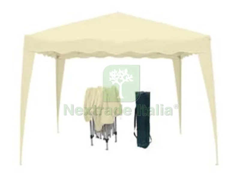 GAZEBO POLIESTERE RIPIEGABILE BIANCO NATURALE - cm.300x300x250h. colore bianco naturale — Gazebo e strutture giardino — rif. FERX.FER102728
