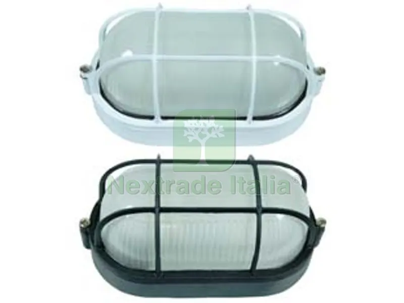 Plafoniera Ovale con Gabbia in Alluminio per Esterno - 60w IP54 mm.210x107x95h. bianco — Illuminazione — rif. FERX.FER102827