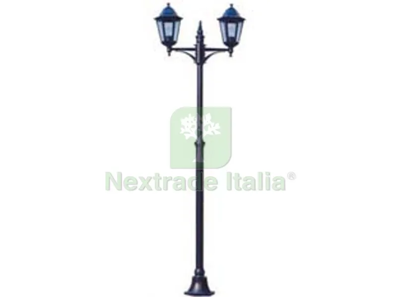 Lampione 2 Luci su Palo Modello Berlino - 2X100w IP44 cm.72x230h. colore nero — Illuminazione — rif. FERX.FER102889