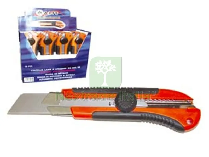 12PZ CUTTER MM.25 PROFESSIONALE CON BLOCCAGGIO A ROTELLA — Misurazione e taglio manuale — rif. FERX.FER104081 12PZ CUTTER MM.25 PROFESSIONALE CON BLOCCAGGIO A ROTELLA — Misurazione e taglio manuale — rif. FERX.FER104081