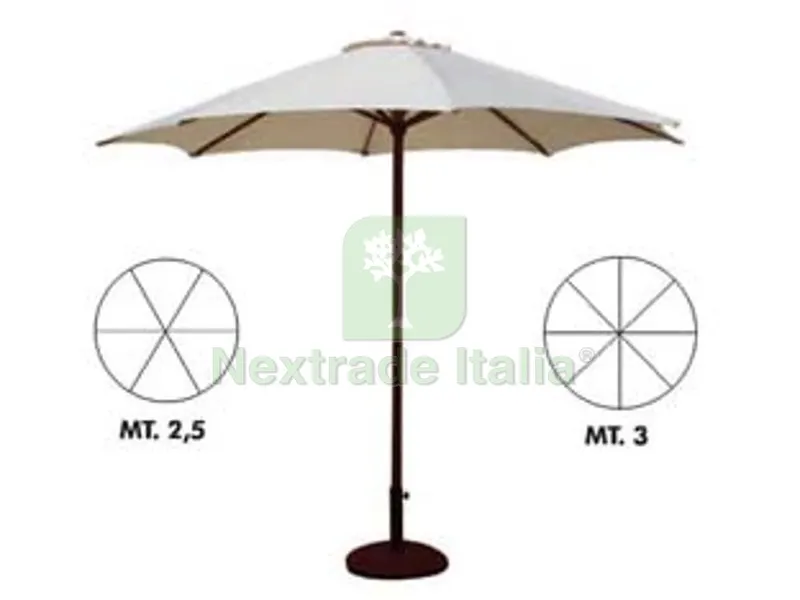 OMBRELLONE TONDO IN LEGNO - ? cm.300 palo ? mm.48 a 8 stecche colore avana — Tempo libero outdoor — rif. FERX.FER104937