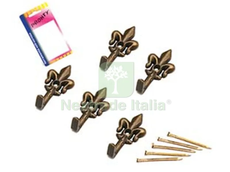 12BLISTER Ganci per Quadri Giglio Bronzo Micro - mm.24, in bl.5 pz. — Ferramenta per legno e mobili — rif. FERX.FER106757