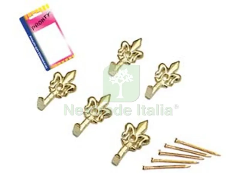 12BLISTER Ganci per Quadri Giglio Oro Micro in Blister - mm.24, in bl.5 pz. — Ferramenta per legno e mobili — rif. FERX.FER106764