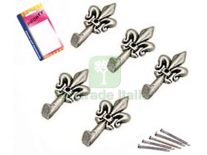 12BLISTER Ganci per Quadri Giglio Argento Piccoli in Blister - mm.33, in bl.5 pz. — Ferramenta per legno e mobili — rif. FERX.FER106788