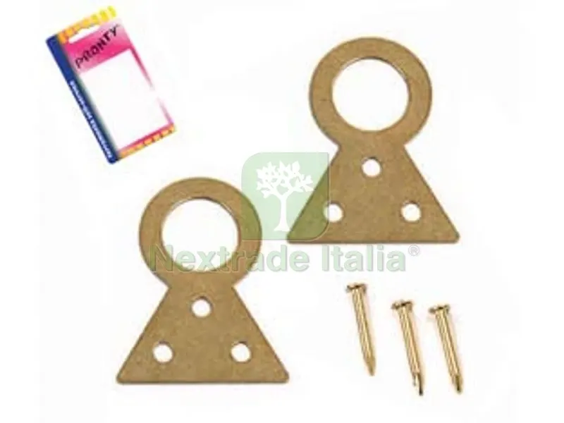 12BLISTER Attaccaglie Fisse Ottonate in Blister - n.2 in bl.6 pz. — Ferramenta per legno e mobili — rif. FERX.FER106993