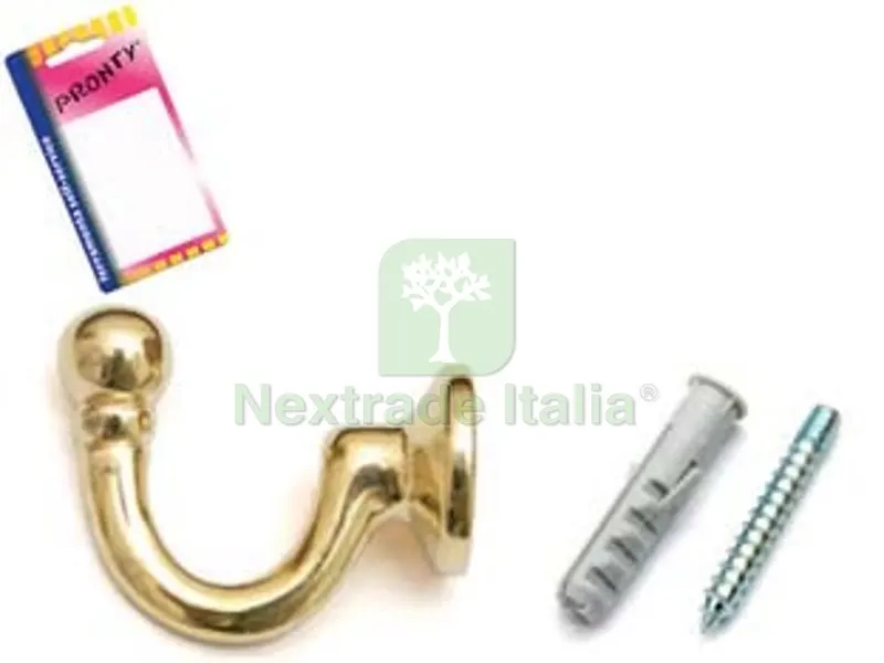 6BLISTER Ganci Raccoglitenda Grandi Oro in Blister - mm.37, in bl.2 pz. — Ferramenta per legno e mobili — rif. FERX.FER107105