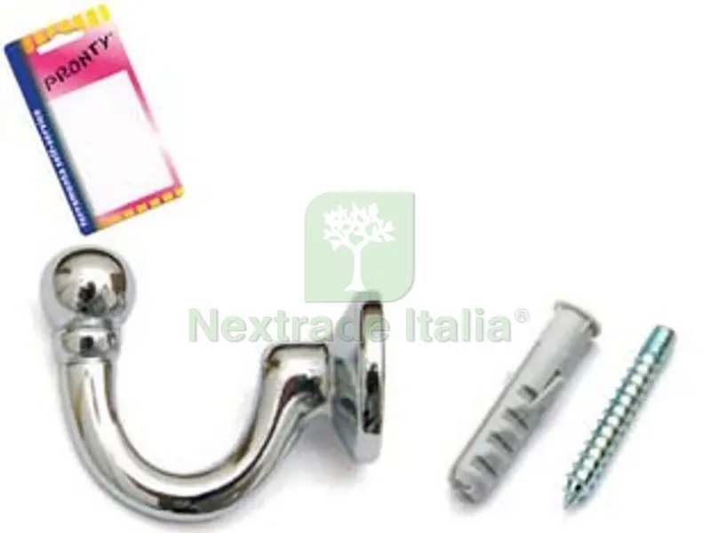 6BLISTER Ganci Raccoglitenda Grandi Cromo in Blister - mm.37, in bl.2 pz. — Ferramenta per legno e mobili — rif. FERX.FER107181