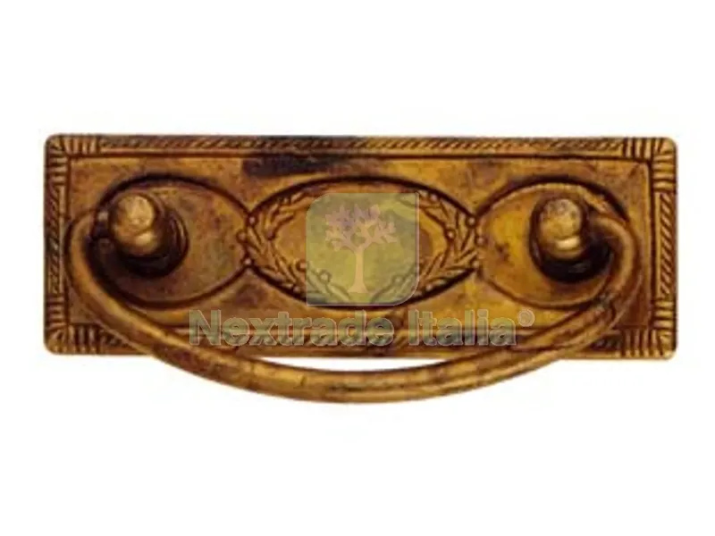 5PZ Maniglie Snod. Rettangolari Orizzontali MOD.06323 Zama Ottone Anticato - mm. 97x45h. - interfori mm.64 — Maniglie e pomelli — rif. FERX.FER107501