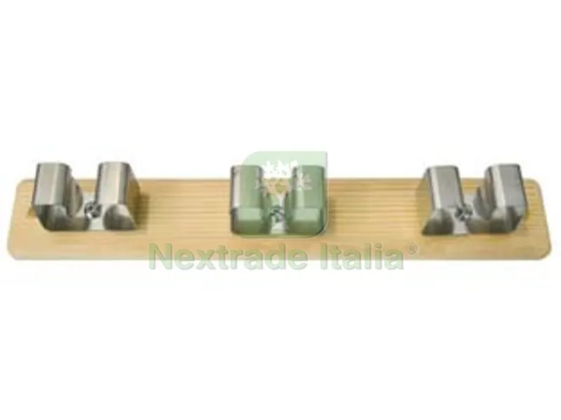 6PZ Appendiscopa LUX Noce con 3 Ganci Acciaio Inox - mm.260x50h. — Casalinghi e organizzazione — rif. FERX.FER108027