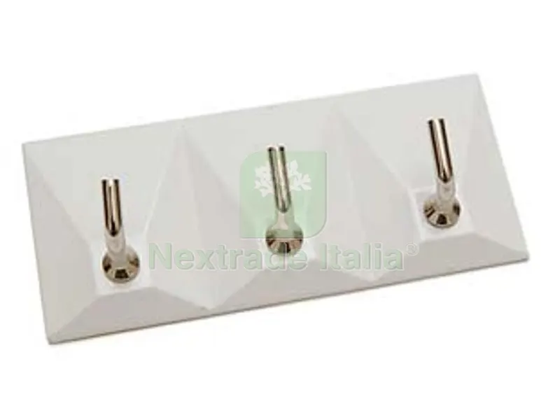 40PZ Ganci Adesivi in Plastica Bianchi 3 Posti - mm.90x40h. — Ferramenta per legno e mobili — rif. FERX.FER108225