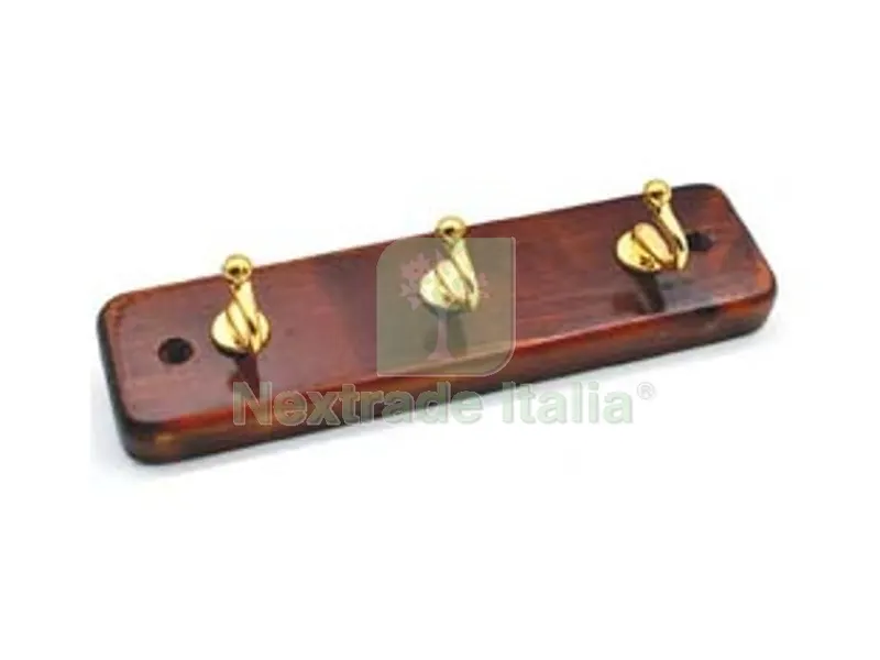 6PZ Ganci Adesivi Legno Noce 3 Posti - mm.175x50h. — Ferramenta per legno e mobili — rif. FERX.FER108348