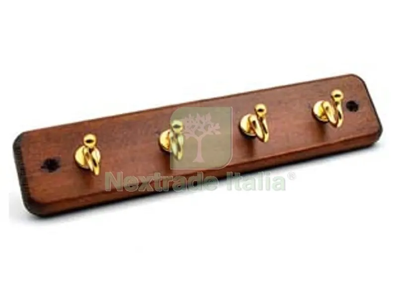 5PZ Ganci Adesivi Legno Noce 4 Posti - mm.235x50h. — Ferramenta per legno e mobili — rif. FERX.FER108355