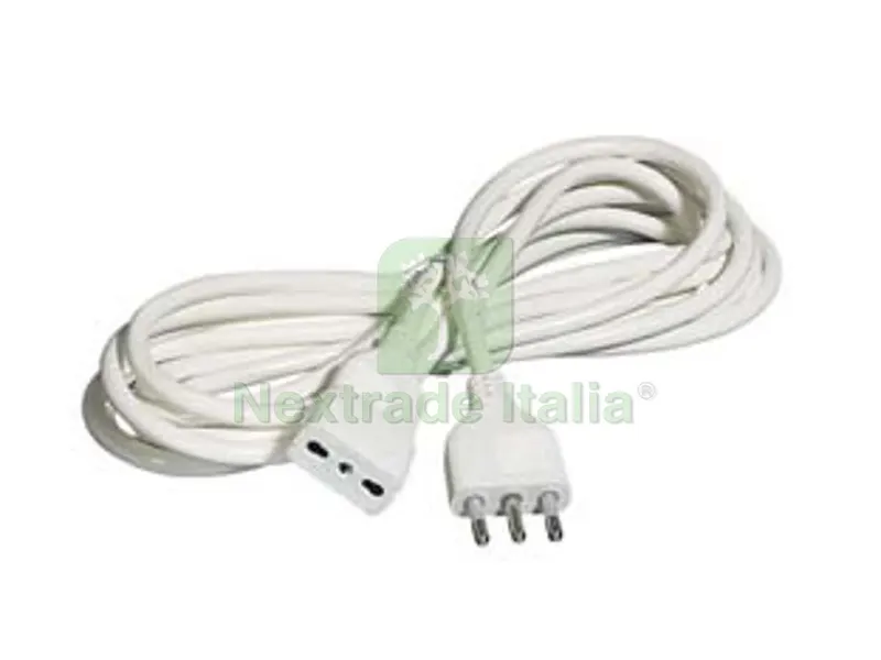 PROLUNGA ELETTRICA LINEARE 3X0,75 BIANCA mt.5 spina + presa 10A con cavo da 3 x mmq.0,75 — Interruttori e prese — rif. FERX.FER148535 PROLUNGA ELETTRICA LINEARE 3X0,75 BIANCA mt.5 spina + presa 10A con cavo da 3 x mmq.0,75 — Interruttori e prese — rif. FERX.FER148535