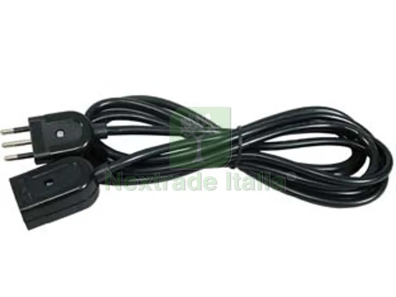 PROLUNGA ELETTRICA LINEARE 3X0,75 NERA mt.5 spina + presa 10A con cavo da 3 x mmq.0,75 — Interruttori e prese — rif. FERX.FER213936