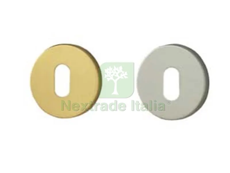 2PZ BOCCHETTE PER SERRATURE PATENT IN OTTONE - ? mm.45 foro normale, in ottone cromato satinato — Serrature e cilindri — rif. FERX.FER112352