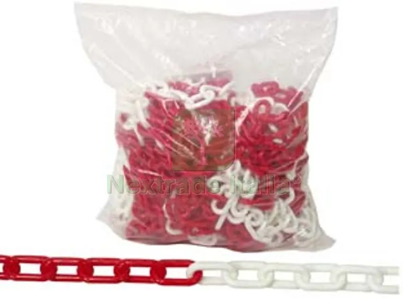 25MT CATENA SEGNALETICA IN PLASTICA BIANCA E ROSSA - ? mm.8 conf.25 mt. — Utensili e segnaletica — rif. FERX.FER118439