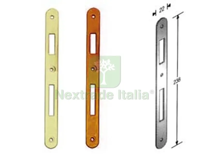5PZ CONTROPIASTRA PER SERRATURA A BUSSOLA - bordo tondo ferro ottonato — Serrature e cilindri — rif. FERX.FER120791