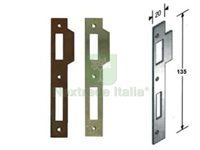 5PZ Contropiastra per Serratura a Bussola Ridotta Bordo Quadro - acciaio ottonato — Serrature e cilindri — rif. FERX.FER120807