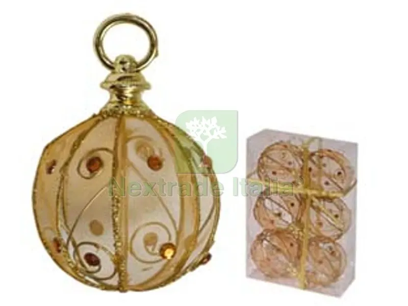 Sfere Tonde in Rete Colore Oro - ? mm.80 in conf. pz.6 — Casalinghi e organizzazione — rif. FERX.FER121453 Sfere Tonde in Rete Colore Oro - ? mm.80 in conf. pz.6 — Casalinghi e organizzazione — rif. FERX.FER121453