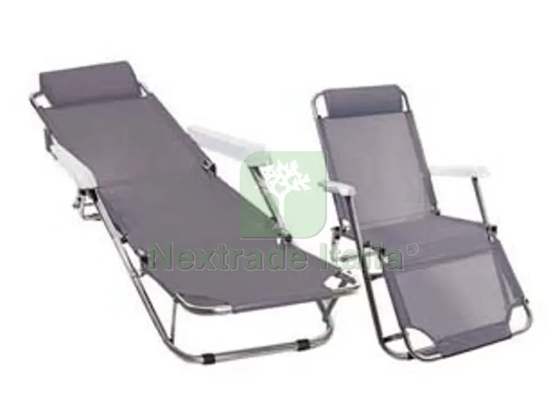 Sdraio in Alluminio Allungabile con Tessuto Texilene - cm.60x113/156x86h. — Tempo libero outdoor — rif. FERX.FER124751