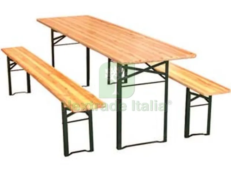 Set Tavolo + 2 Panche Birreria 2 Gambe tavolo cm.200x50x77h. - panche cm.200x25x47h. — Casalinghi e organizzazione — rif. FERX.FER427593