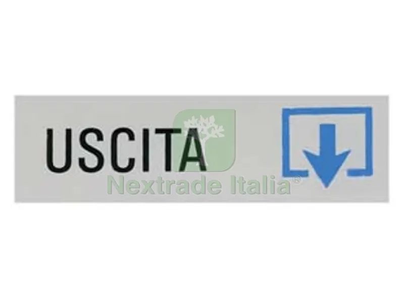10PZ TARGHETTA ADESIVA "USCITA" (FRECCIA IN GIU') - cm.15x5h. — Protezione piante e sementi — rif. FERX.FER127943