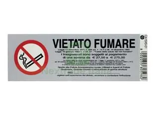 10PZ Targhetta Adesiva "vietato Fumare" con Nomativa - cm.15x5h. — Protezione piante e sementi — rif. FERX.FER128049