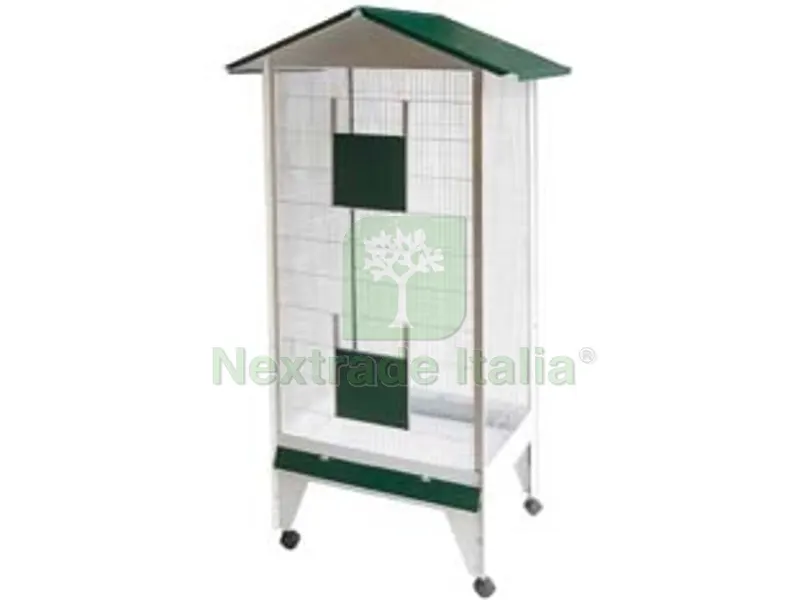 voliera a casetta per uccelli - cm.65x50x160h. — Docce e arredo acqua da giardino — rif. FERX.FER144926