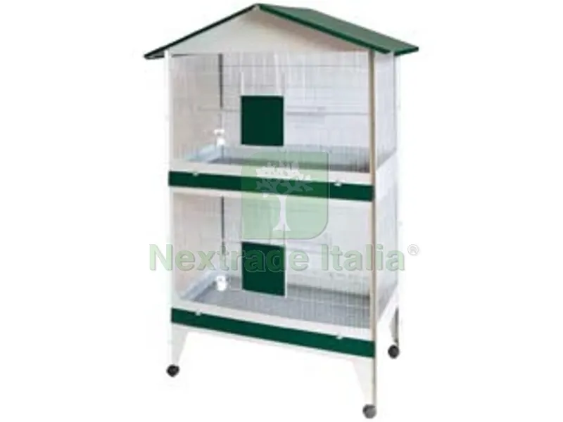 voliera a casetta con divisorio per uccelli - cm.65x50x160h. — Docce e arredo acqua da giardino — rif. FERX.FER144933