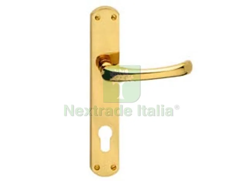 2PAIA MANIGLIA RIO CON PLACCA IN OTTONE - mm.90 foro yale — Maniglie e pomelli — rif. FERX.FER145251