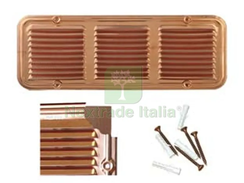 GRIGLIA AERAZIONE RETTANGOLARE IN RAME - cm.25x14h. — Scarichi e sifoni — rif. FERX.FER145459