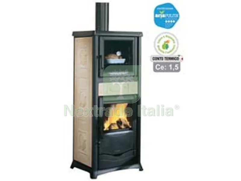 Stufa a Legna Rossella Plus Forno EVO 9,1 KW LIB.PANNA (conto Termico) - misure cm.55,9x53,6x135,9h. - peso Kg.195 — Stufe e camini — rif. FERX.FER145824