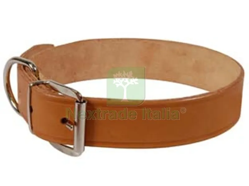 6PZ Collare per Cani Cuoio Extra Naturale con Finta Cucitura - cm.44x2 cuoio naturale — Cani — rif. FERX.FER146128