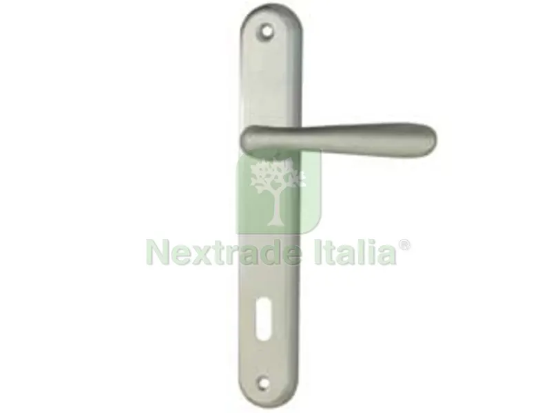 Maniglia Goccia con Placca in Zama Finitura Ottone Cromo Satinato - mm.70 foro normale — Maniglie e pomelli — rif. FERX.FER478861