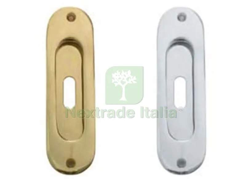 Maniglietta Ovale AD Incasso con Foro Centrale in Ottone - in ottone lucido — Maniglie e pomelli — rif. FERX.FER147057