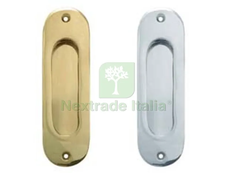2PZ Maniglietta Ovale AD Incasso Senza Foro in Ottone - in ottone cromo satinato — Maniglie e pomelli — rif. FERX.FER153867