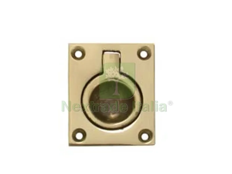 5PZ Maniglie per Mobili Quadre Tipo Marina a Incasso con Anello in Ottone - mm.40x55x15 — Maniglie e pomelli — rif. FERX.FER147088