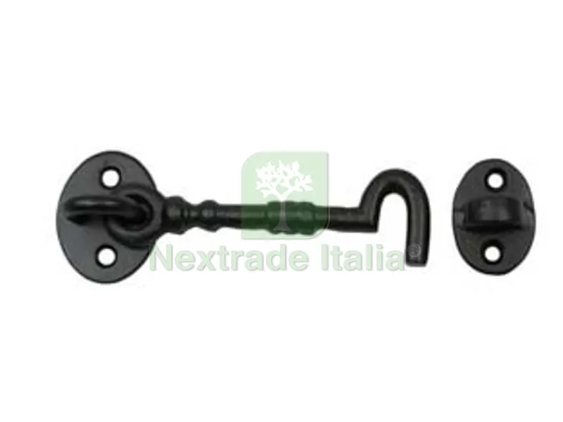 4PZ Gancio Fermapersiane Rustico Nero Snodato con Incontro - mm.100 — Ferramenta per legno e mobili — rif. FERX.FER147224