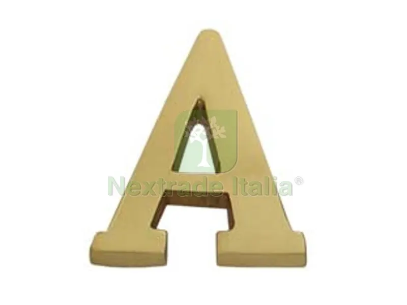 5PZ LETTERA ALFABETO "A" IN OTTONE LUCIDO — Ferramenta porte e finestre — rif. FERX.FER147439 5PZ LETTERA ALFABETO "A" IN OTTONE LUCIDO — Ferramenta porte e finestre — rif. FERX.FER147439