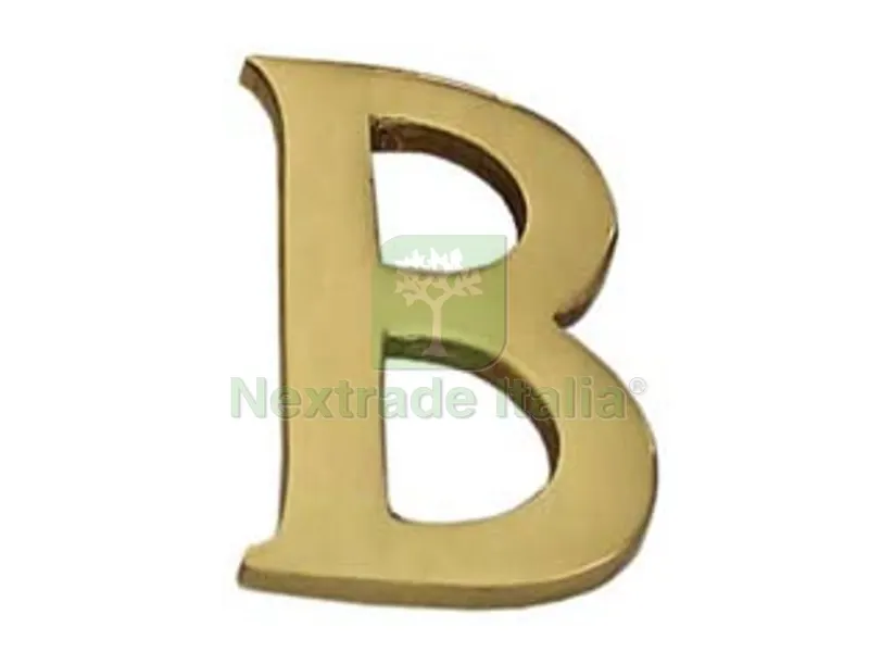 5PZ LETTERA ALFABETO "B" IN OTTONE LUCIDO — Ferramenta porte e finestre — rif. FERX.FER147446