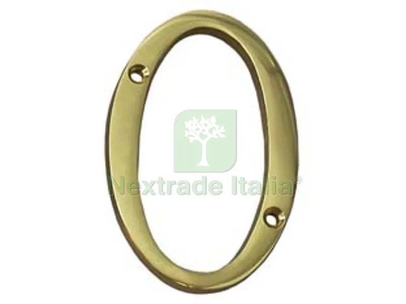 5PZ Numero Civico "0" Inglese in Ottone Lucido — Ferramenta porte e finestre — rif. FERX.FER147460