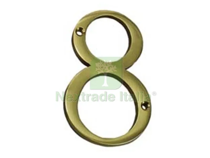 5PZ NUMERO CIVICO "8" INGLESE IN OTTONE LUCIDO — Ferramenta porte e finestre — rif. FERX.FER147545