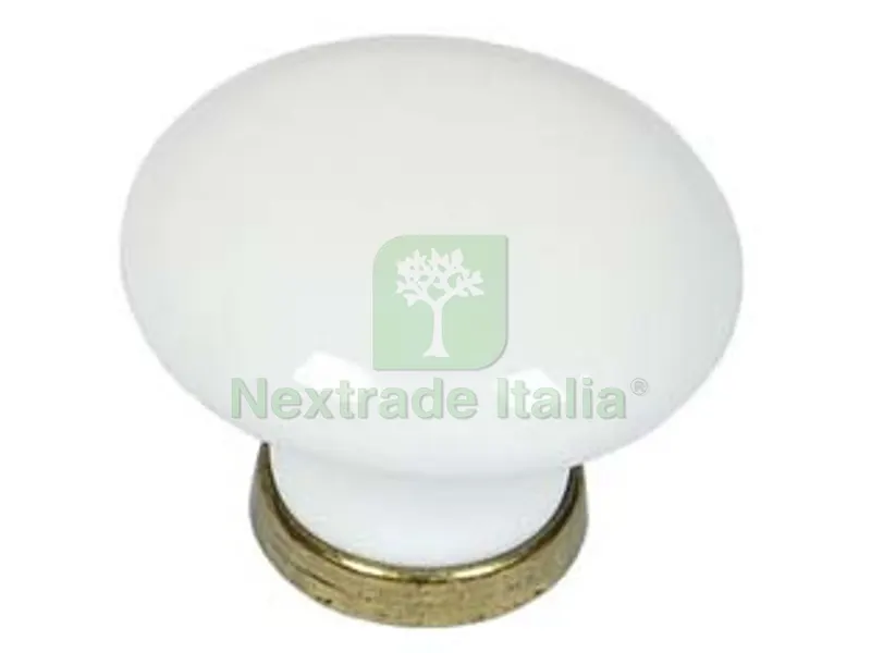 5PZ Pomoli Tondi in Porcellana MOD.P0400 Bianchi - ? mm.31x26h. — Maniglie e pomelli — rif. FERX.FER147729