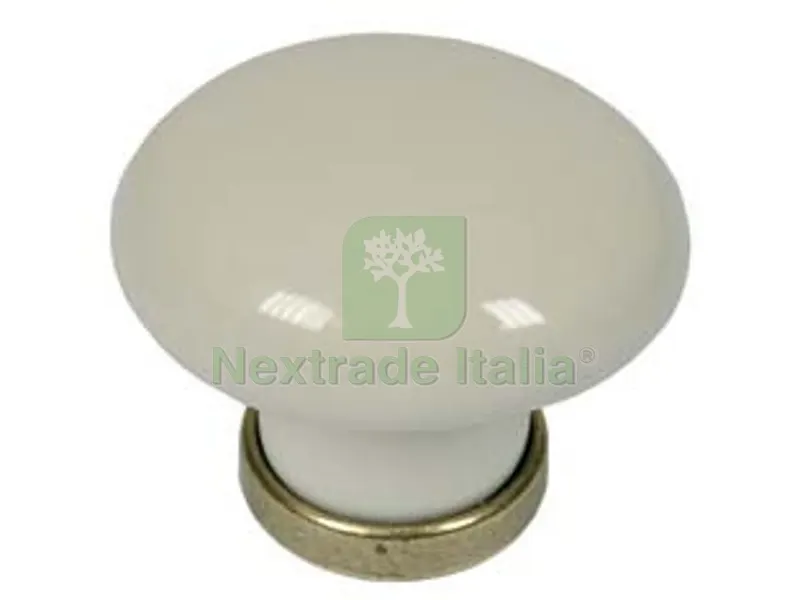 5PZ Pomoli Tondi in Porcellana MOD.P04.01 Avorio - ? mm.31x26h. — Maniglie e pomelli — rif. FERX.FER239790