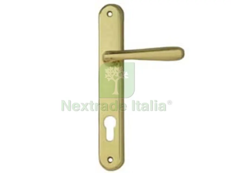 Maniglia Karol con Placca Foro Yale in Zama Finitura Ottone Lucido - mm.90 foro yale — Maniglie e pomelli — rif. FERX.FER148047