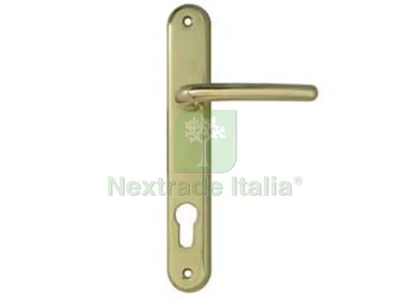 Maniglia Vega con Placca Foro Yale in Zama Finitura Ottone Lucido - mm.90 foro yale — Maniglie e pomelli — rif. FERX.FER148061