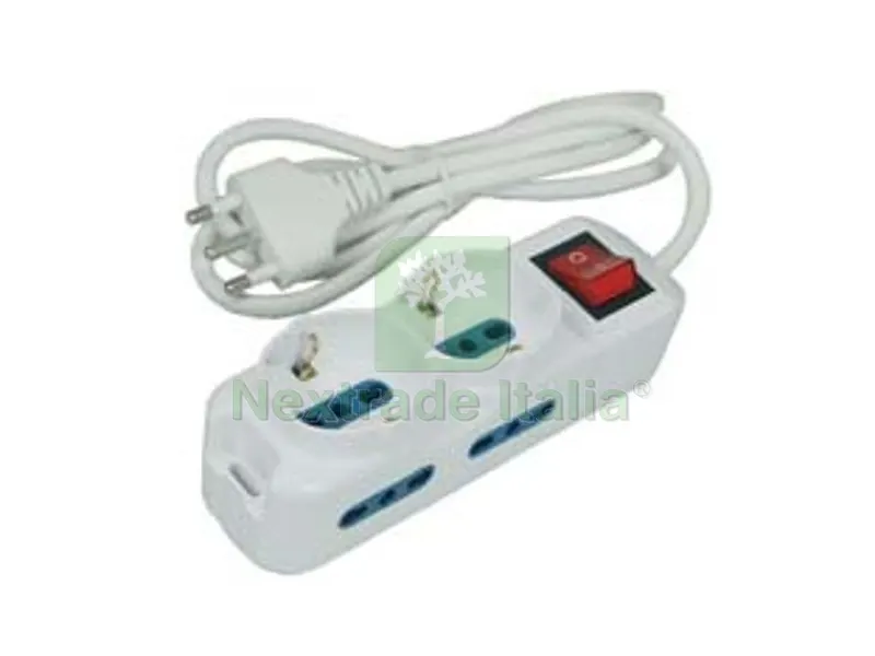 2BLISTER MULTIPRESA DA TAVOLO COMPATTA 2 SCHUKO + 4 BIPASSO CON INTERRUTTORE — Interruttori e prese — rif. FERX.FER149006